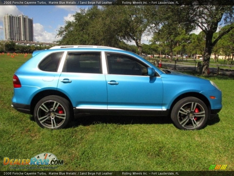 2008 Porsche Cayenne Turbo Marine Blue Metallic / Sand Beige Full Leather Photo #28