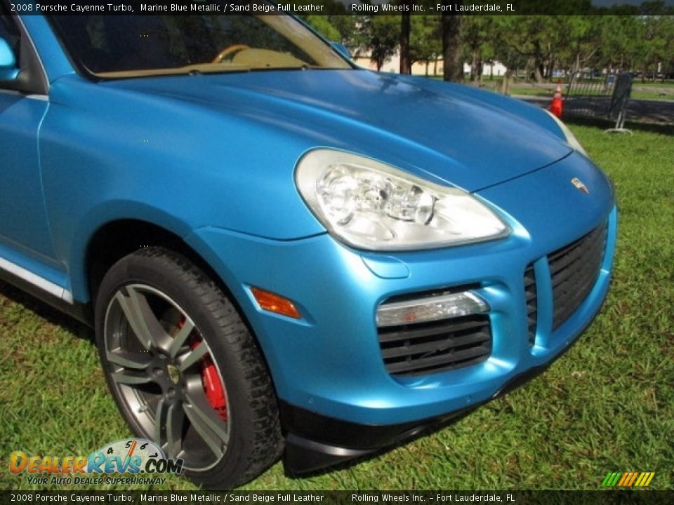 2008 Porsche Cayenne Turbo Marine Blue Metallic / Sand Beige Full Leather Photo #34