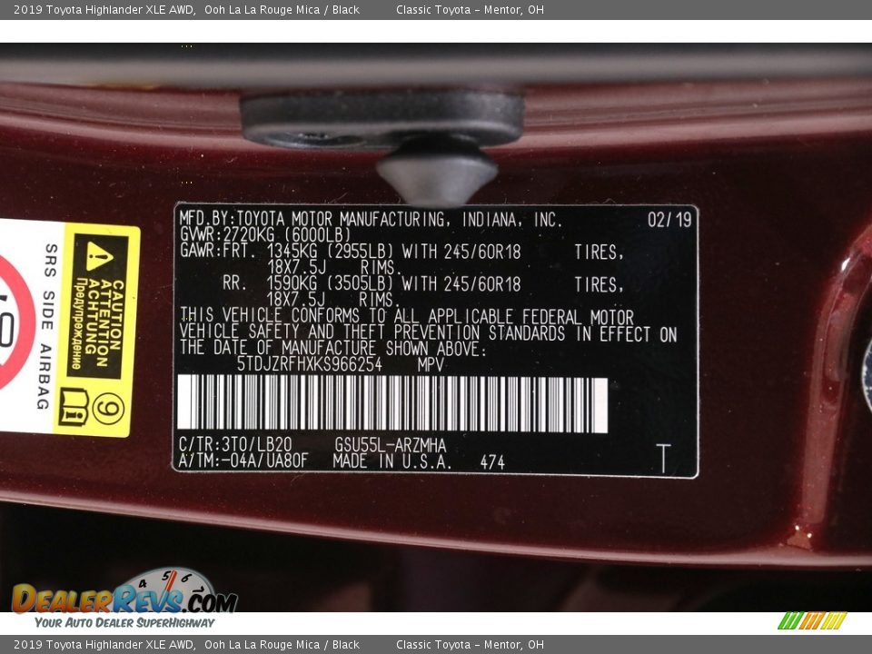 2019 Toyota Highlander XLE AWD Ooh La La Rouge Mica / Black Photo #23