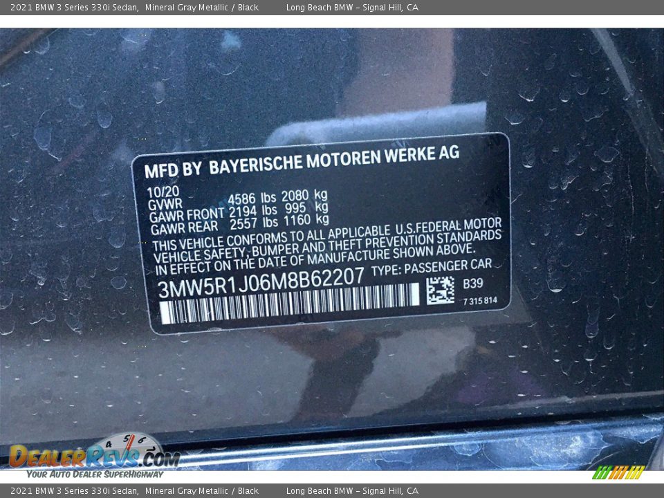 2021 BMW 3 Series 330i Sedan Mineral Gray Metallic / Black Photo #19
