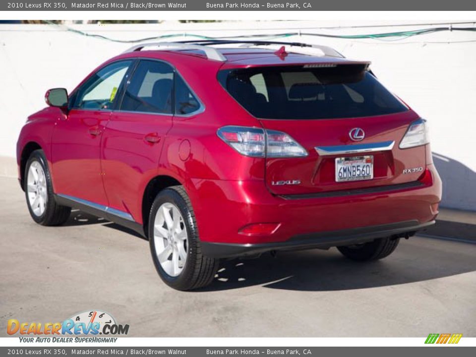 2010 Lexus RX 350 Matador Red Mica / Black/Brown Walnut Photo #2