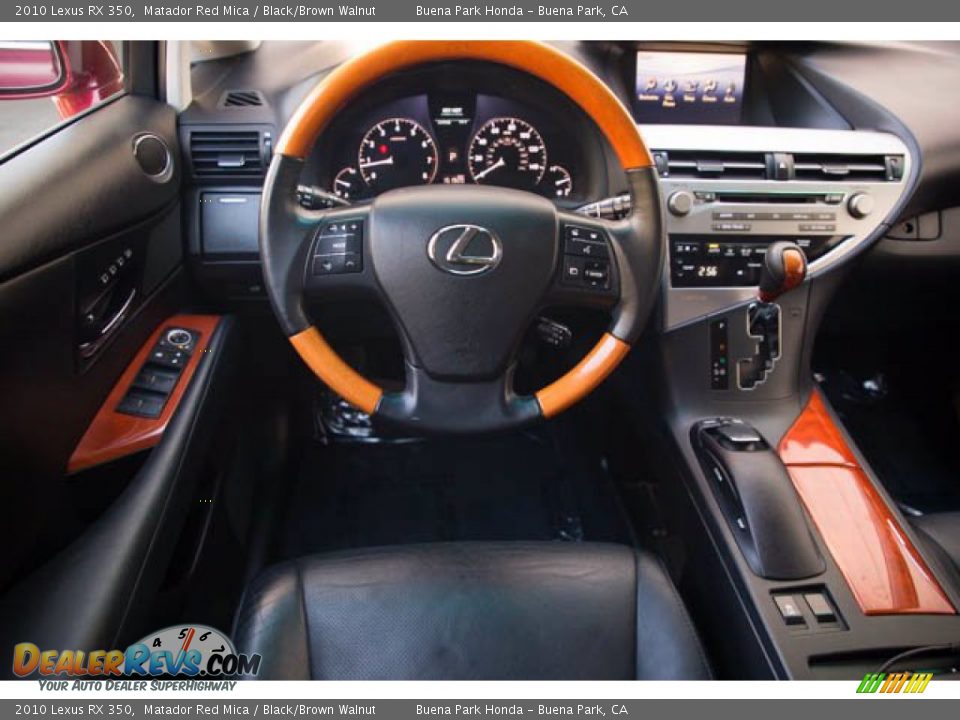 2010 Lexus RX 350 Matador Red Mica / Black/Brown Walnut Photo #5