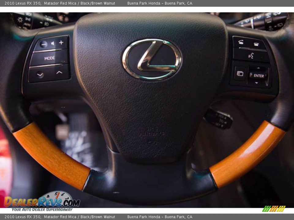 2010 Lexus RX 350 Matador Red Mica / Black/Brown Walnut Photo #13