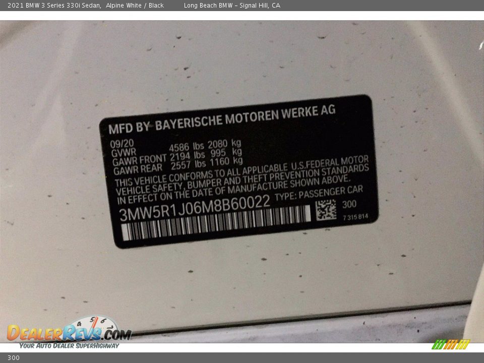 BMW Color Code 300 Alpine White