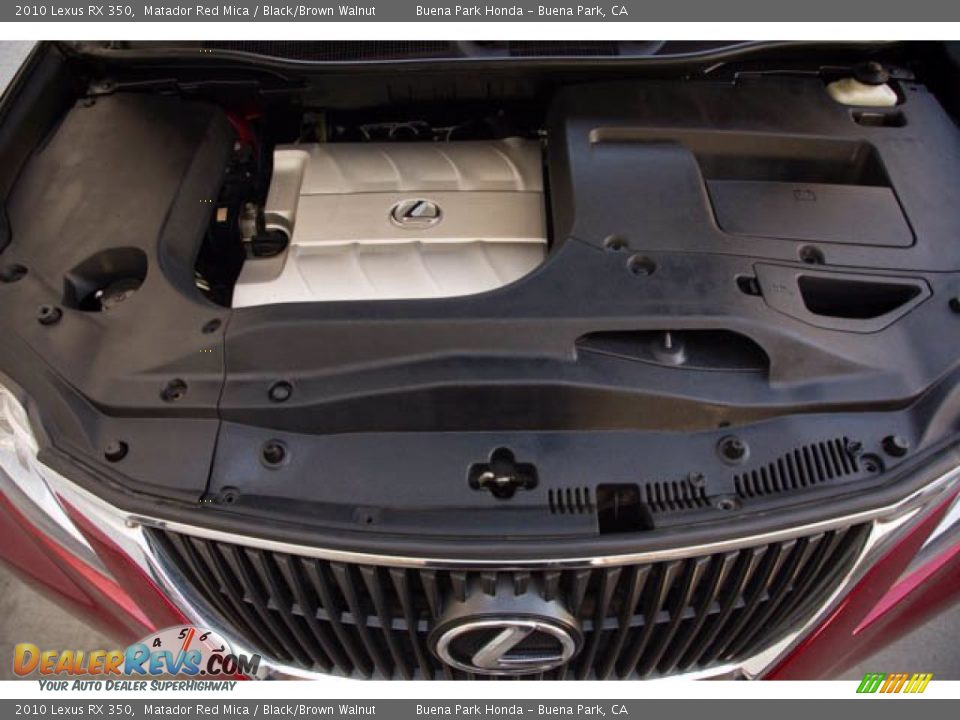 2010 Lexus RX 350 Matador Red Mica / Black/Brown Walnut Photo #34