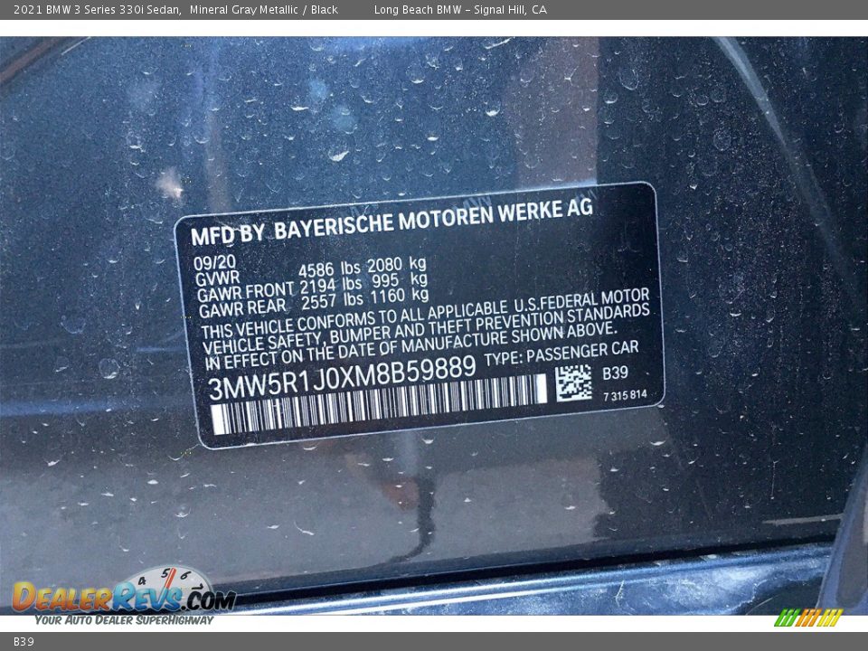 BMW Color Code B39 Mineral Gray Metallic