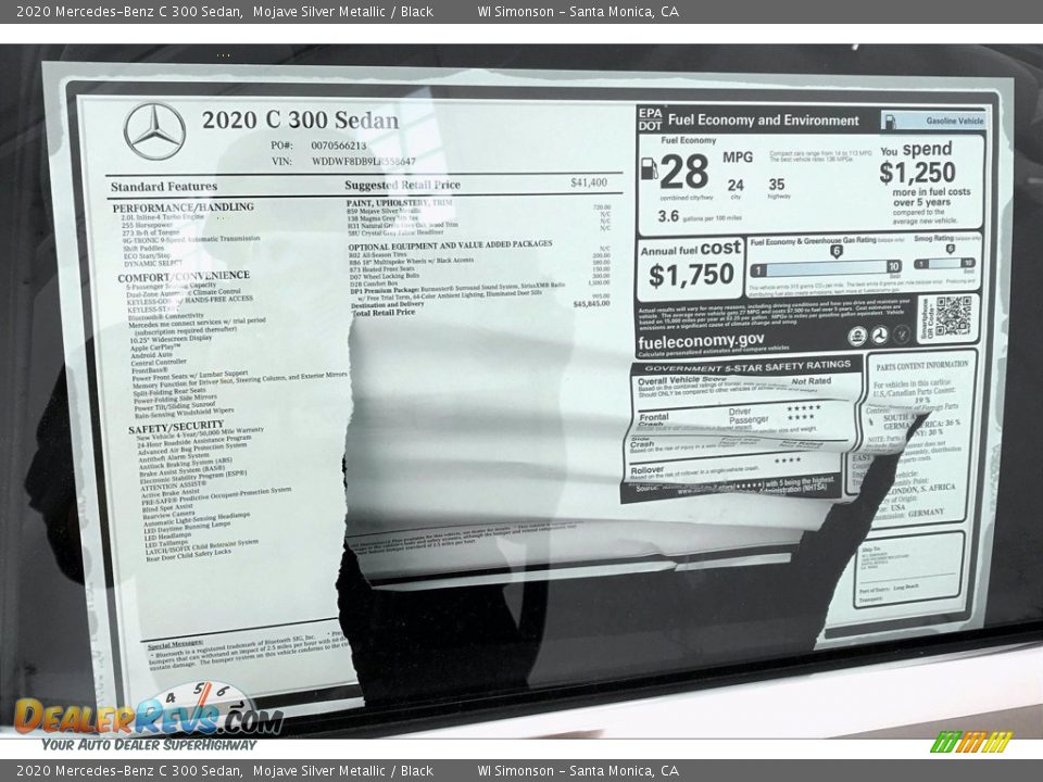 2020 Mercedes-Benz C 300 Sedan Mojave Silver Metallic / Black Photo #10