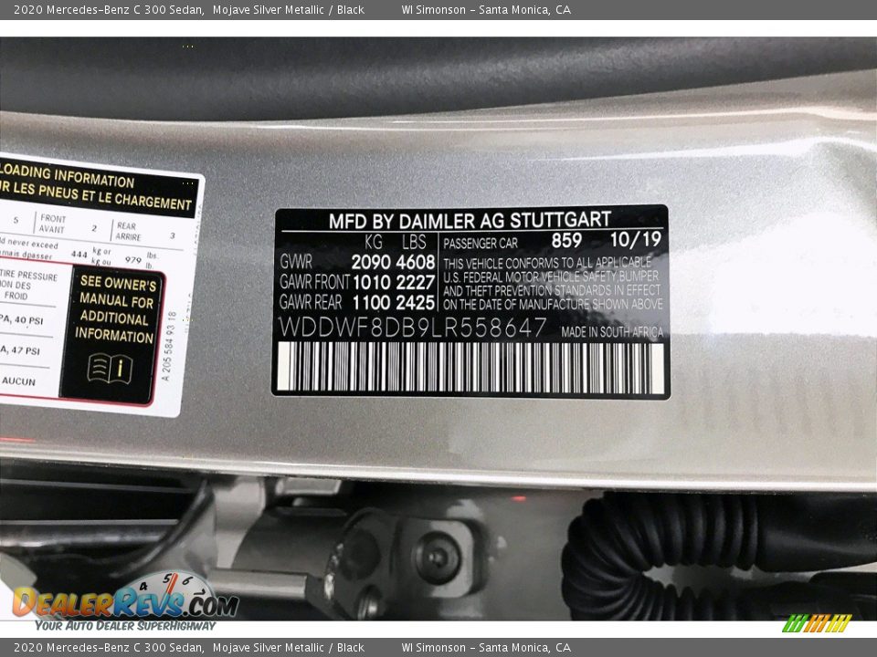 2020 Mercedes-Benz C 300 Sedan Mojave Silver Metallic / Black Photo #11