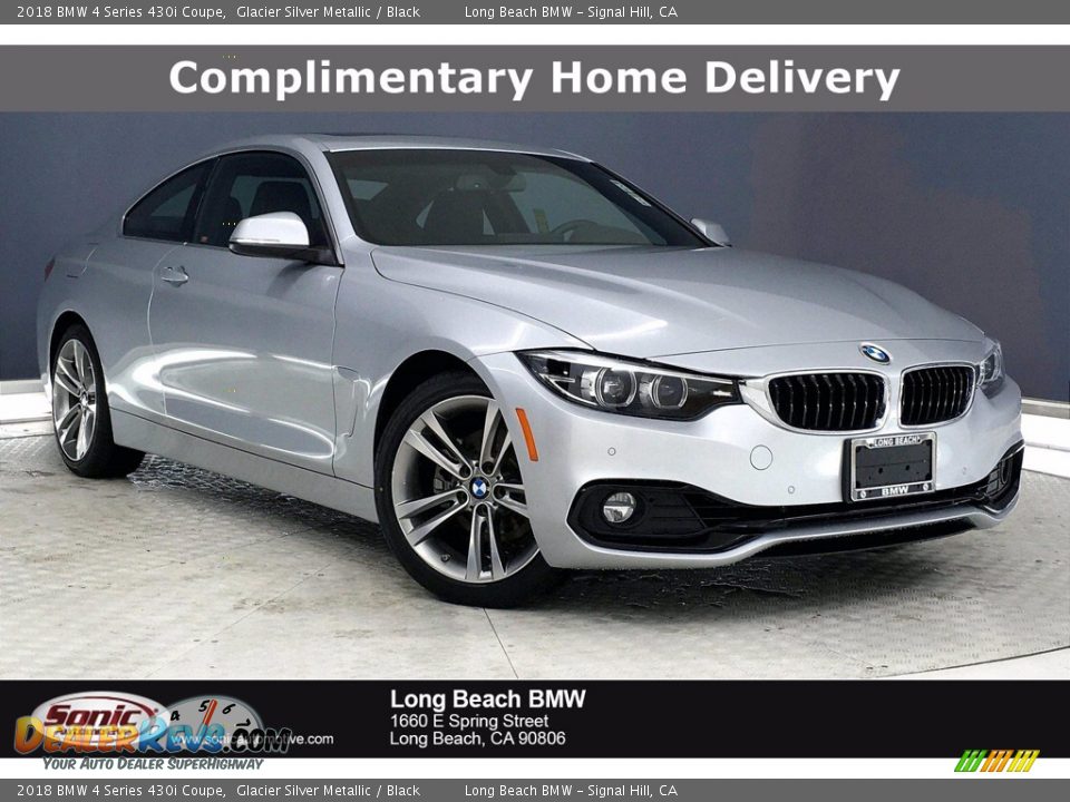 2018 BMW 4 Series 430i Coupe Glacier Silver Metallic / Black Photo #1