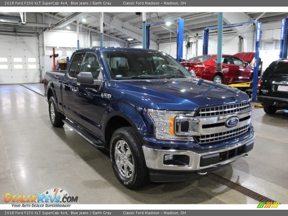 2018 Ford F150 XLT SuperCab 4x4 Blue Jeans / Earth Gray Photo #3