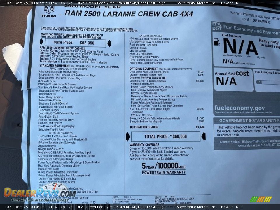 2020 Ram 2500 Laramie Crew Cab 4x4 Window Sticker Photo #33
