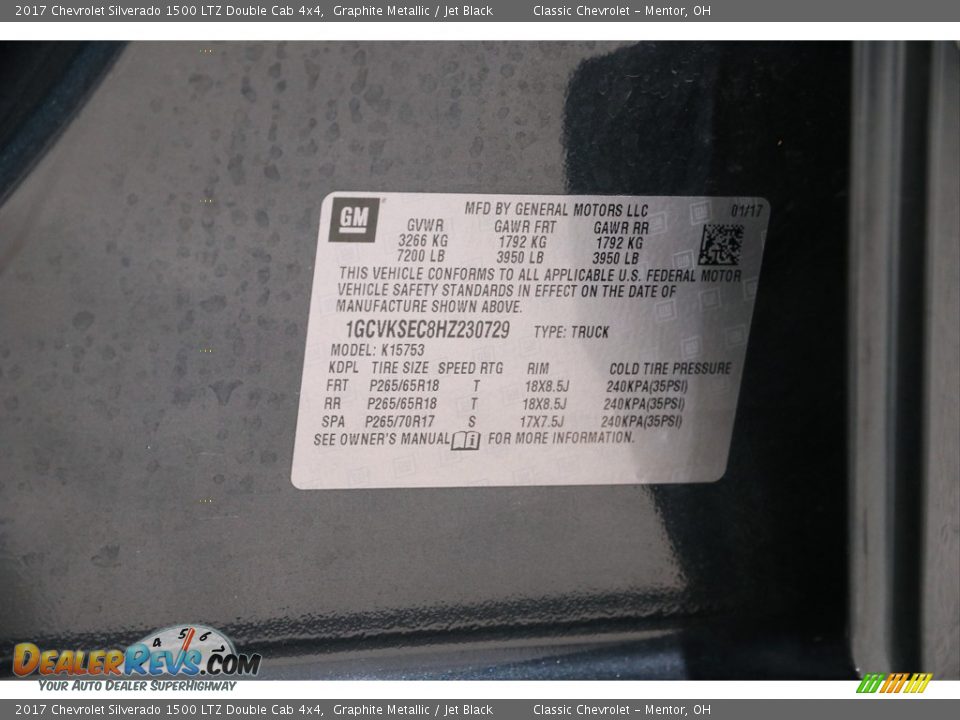 2017 Chevrolet Silverado 1500 LTZ Double Cab 4x4 Graphite Metallic / Jet Black Photo #22