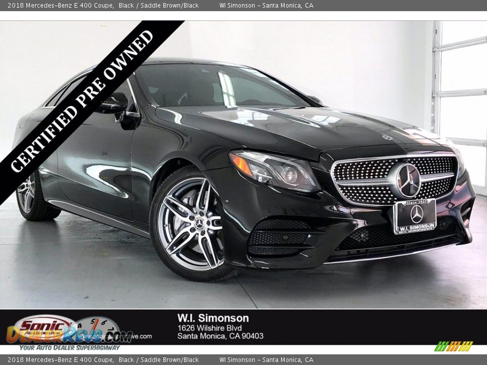 2018 Mercedes-Benz E 400 Coupe Black / Saddle Brown/Black Photo #1