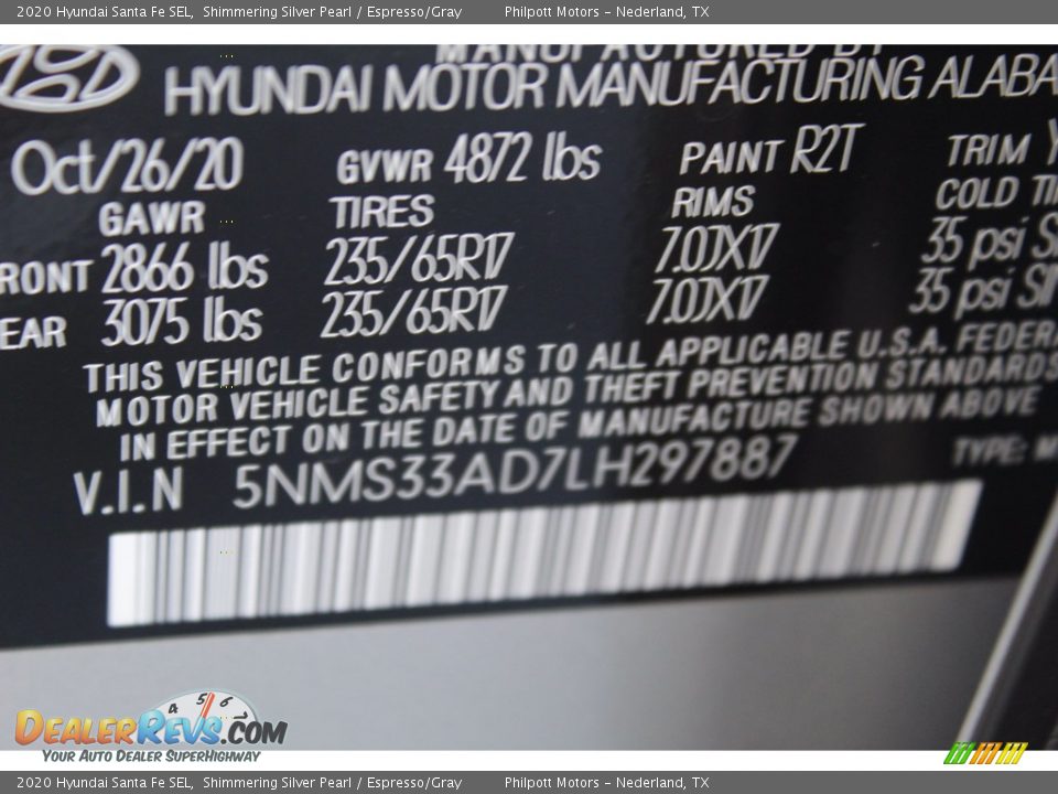 2020 Hyundai Santa Fe SEL Shimmering Silver Pearl / Espresso/Gray Photo #25