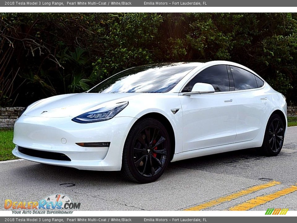 2018 Tesla Model 3 Long Range Pearl White Multi-Coat / White/Black Photo #8