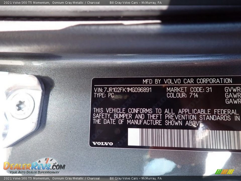 2021 Volvo S60 T5 Momentum Osmium Gray Metallic / Charcoal Photo #11