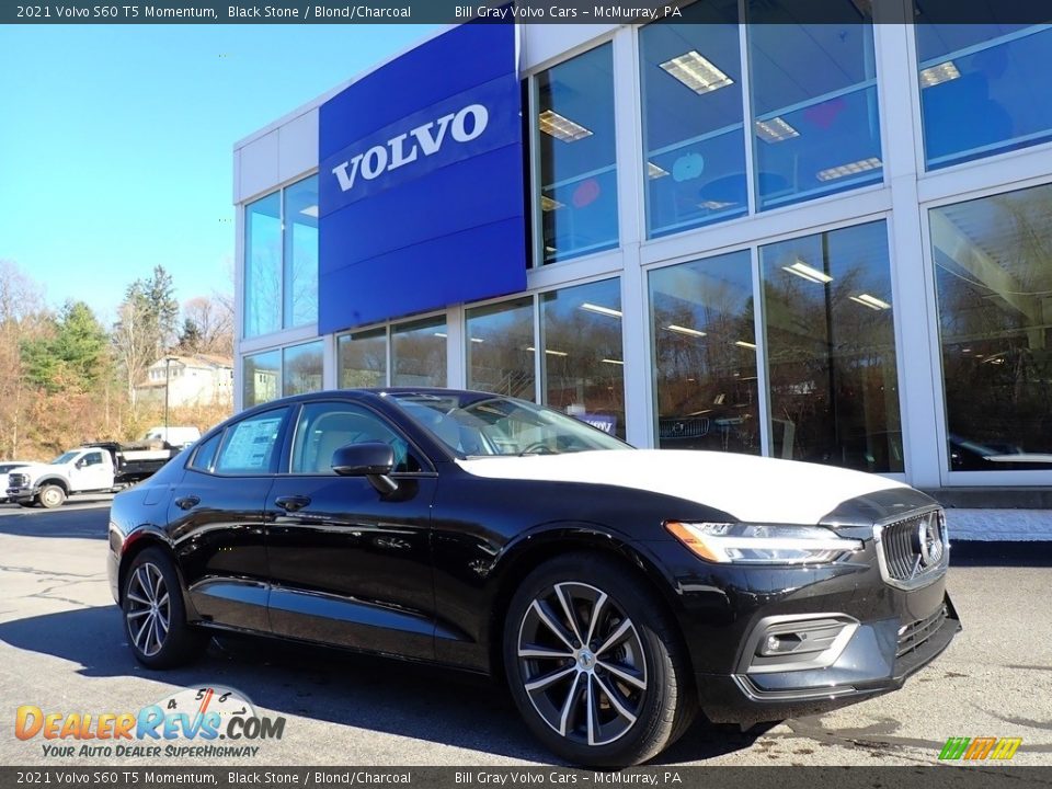 2021 Volvo S60 T5 Momentum Black Stone / Blond/Charcoal Photo #1