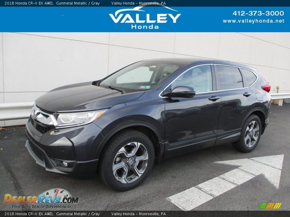 2018 Honda CR-V EX AWD Gunmetal Metallic / Gray Photo #1