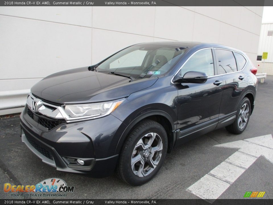 2018 Honda CR-V EX AWD Gunmetal Metallic / Gray Photo #9