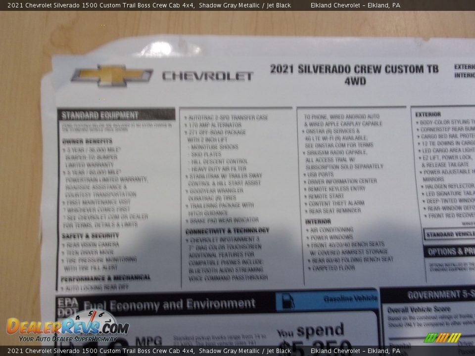 2021 Chevrolet Silverado 1500 Custom Trail Boss Crew Cab 4x4 Shadow Gray Metallic / Jet Black Photo #29