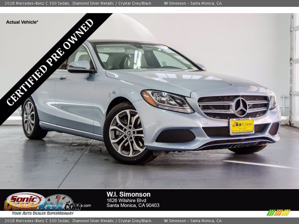 2018 Mercedes-Benz C 300 Sedan Diamond Silver Metallic / Crystal Grey/Black Photo #1