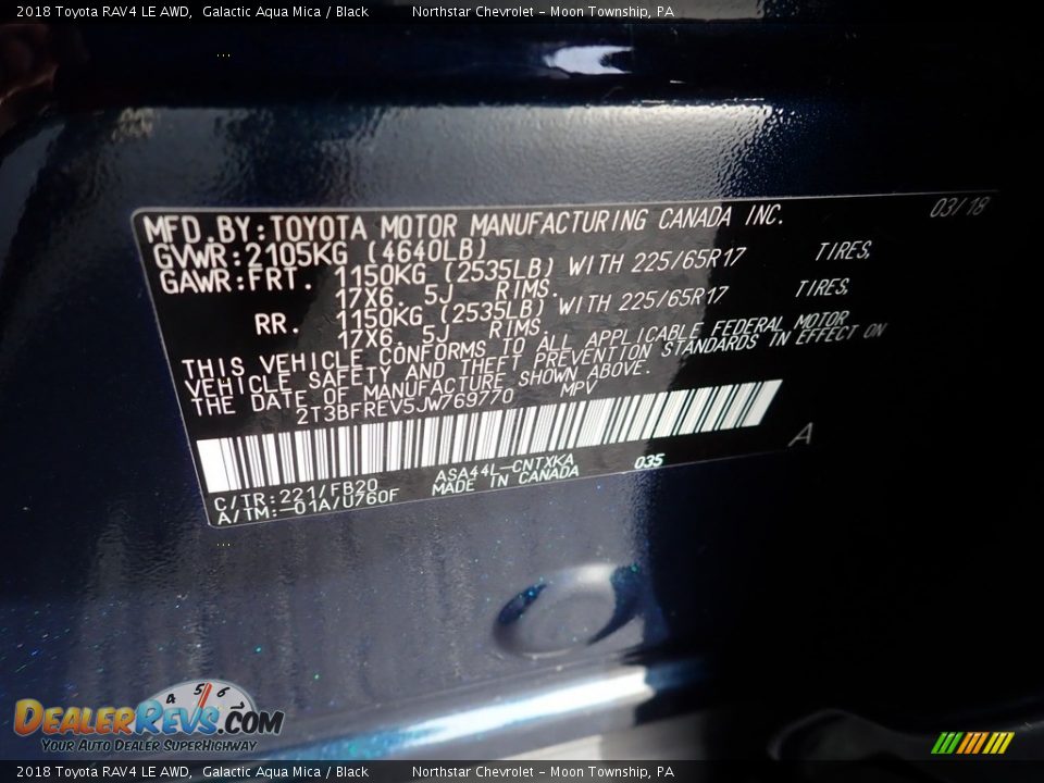 2018 Toyota RAV4 LE AWD Galactic Aqua Mica / Black Photo #28