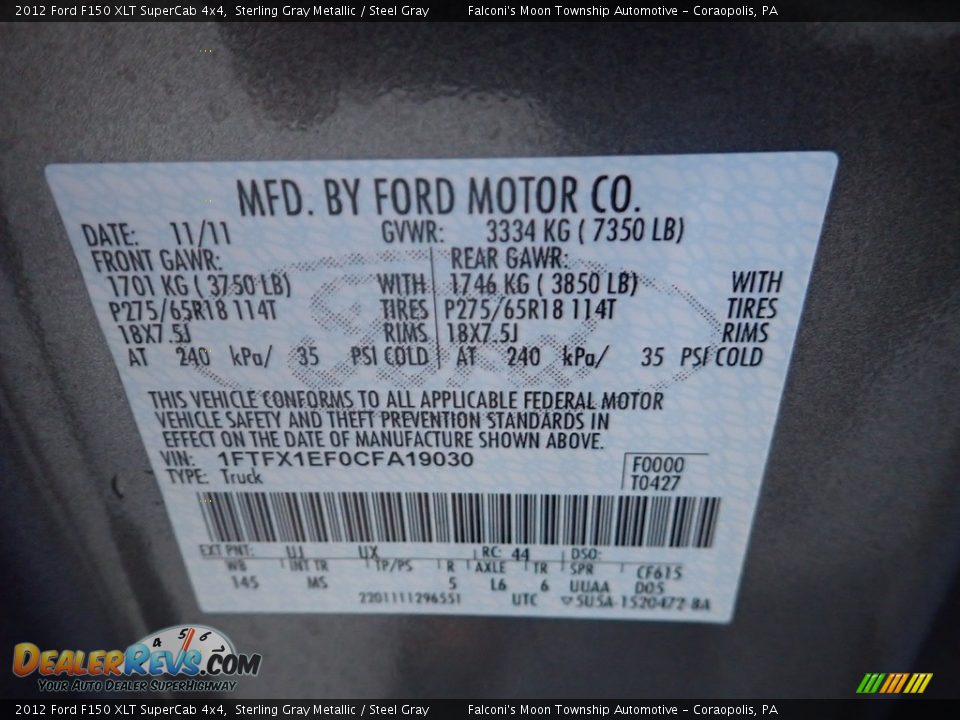 2012 Ford F150 XLT SuperCab 4x4 Sterling Gray Metallic / Steel Gray Photo #24