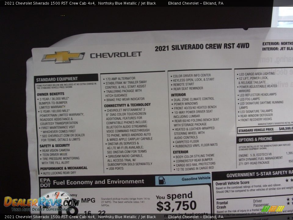 2021 Chevrolet Silverado 1500 RST Crew Cab 4x4 Northsky Blue Metallic / Jet Black Photo #33