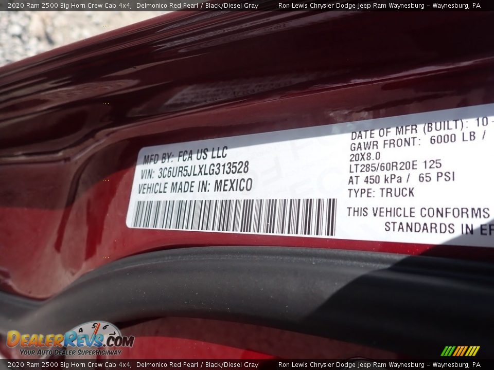 2020 Ram 2500 Big Horn Crew Cab 4x4 Delmonico Red Pearl / Black/Diesel Gray Photo #13