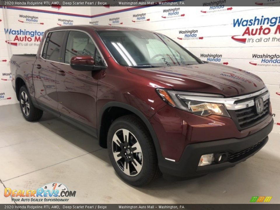 2020 Honda Ridgeline RTL AWD Deep Scarlet Pearl / Beige Photo #2