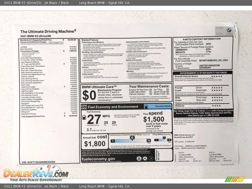 2021 BMW X3 sDrive30i Jet Black / Black Photo #17