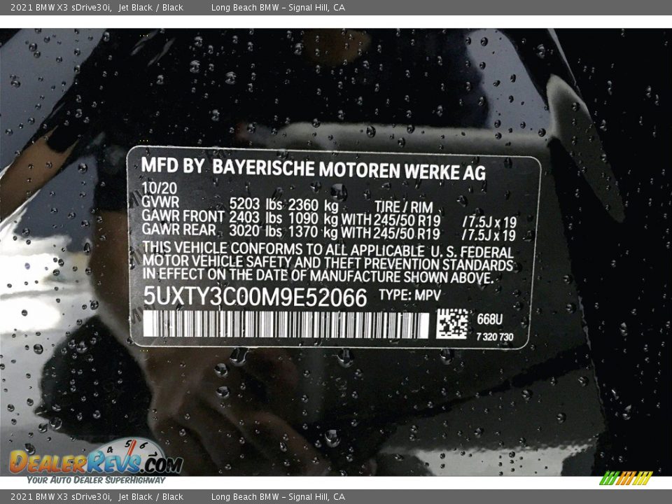 2021 BMW X3 sDrive30i Jet Black / Black Photo #18