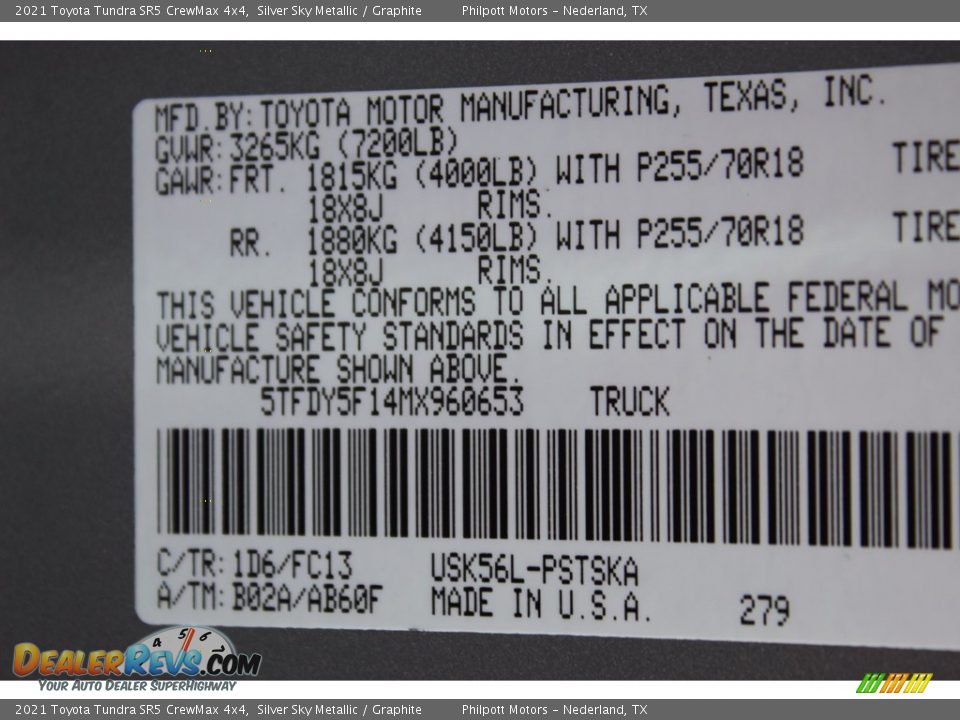 2021 Toyota Tundra SR5 CrewMax 4x4 Silver Sky Metallic / Graphite Photo #22