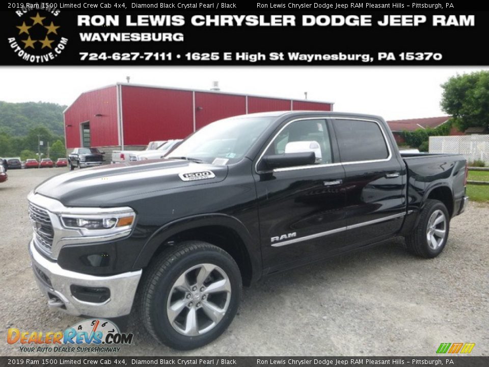 2019 Ram 1500 Limited Crew Cab 4x4 Diamond Black Crystal Pearl / Black Photo #1