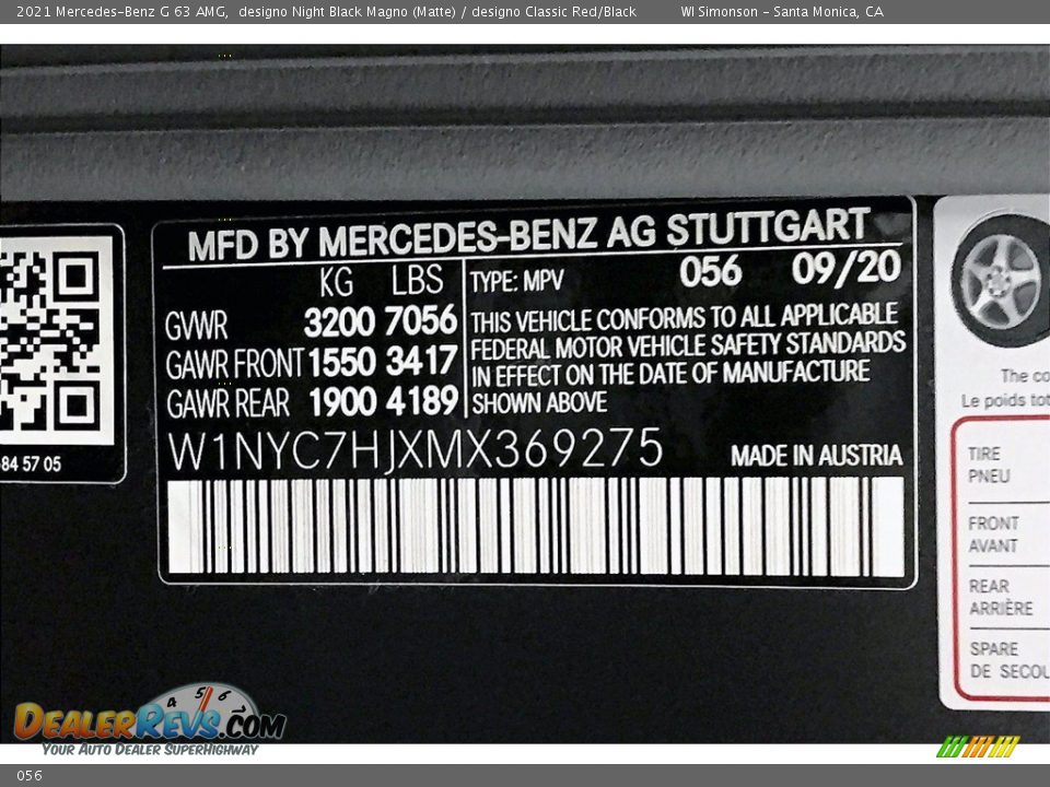 Mercedes-Benz Color Code 056 designo Night Black Magno (Matte)