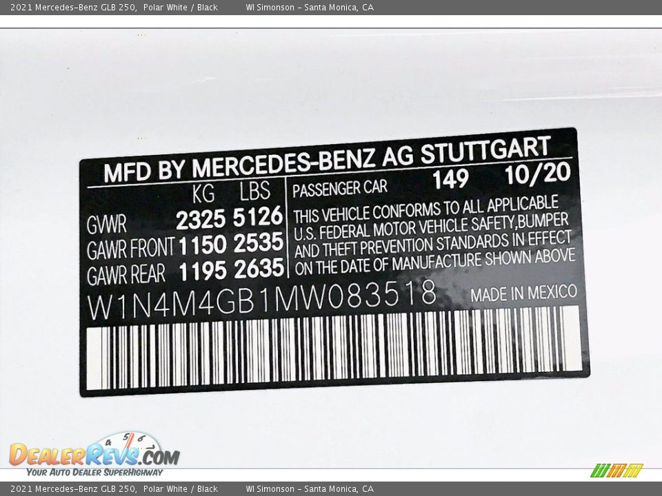 2021 Mercedes-Benz GLB 250 Polar White / Black Photo #11