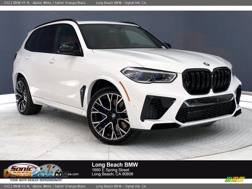 2021 BMW X5 M Alpine White / Sakhir Orange/Black Photo #1