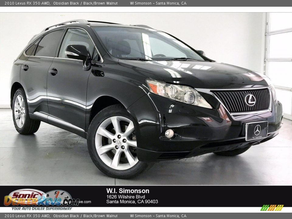 2010 Lexus RX 350 AWD Obsidian Black / Black/Brown Walnut Photo #1