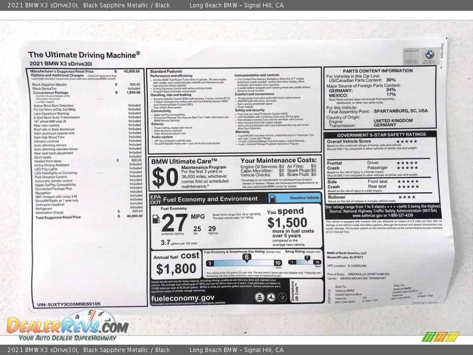 2021 BMW X3 sDrive30i Black Sapphire Metallic / Black Photo #17