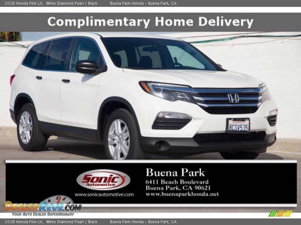 2018 Honda Pilot LX White Diamond Pearl / Black Photo #1