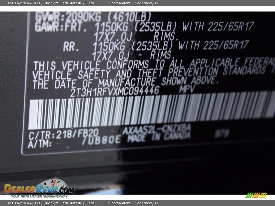 2021 Toyota RAV4 LE Midnight Black Metallic / Black Photo #23