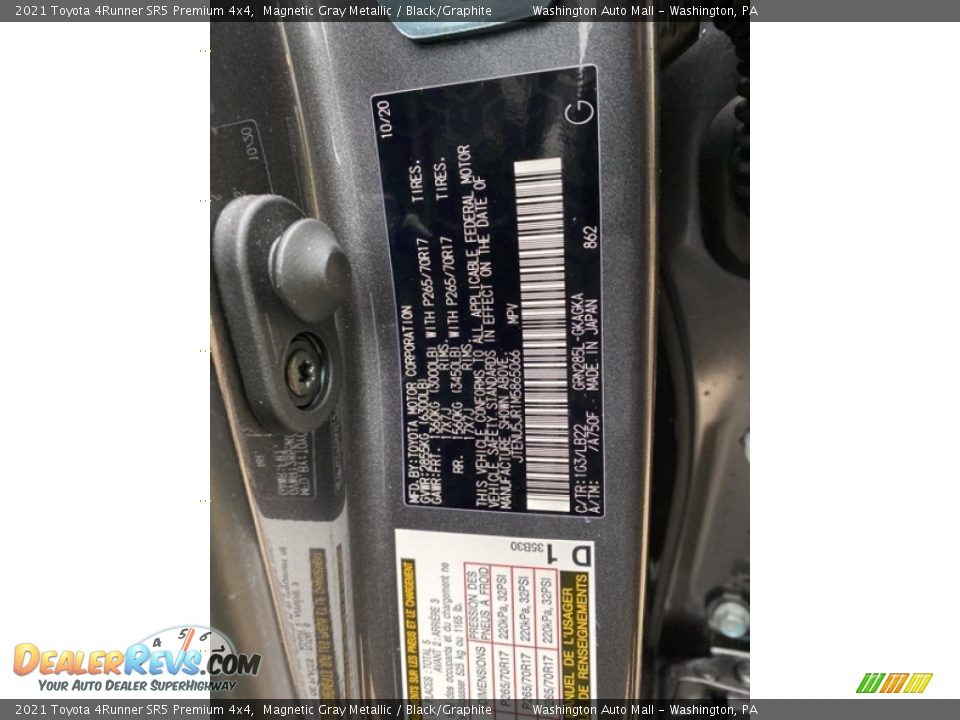2021 Toyota 4Runner SR5 Premium 4x4 Magnetic Gray Metallic / Black/Graphite Photo #35