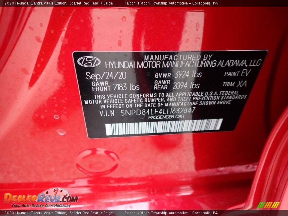 2020 Hyundai Elantra Value Edition Scarlet Red Pearl / Beige Photo #12