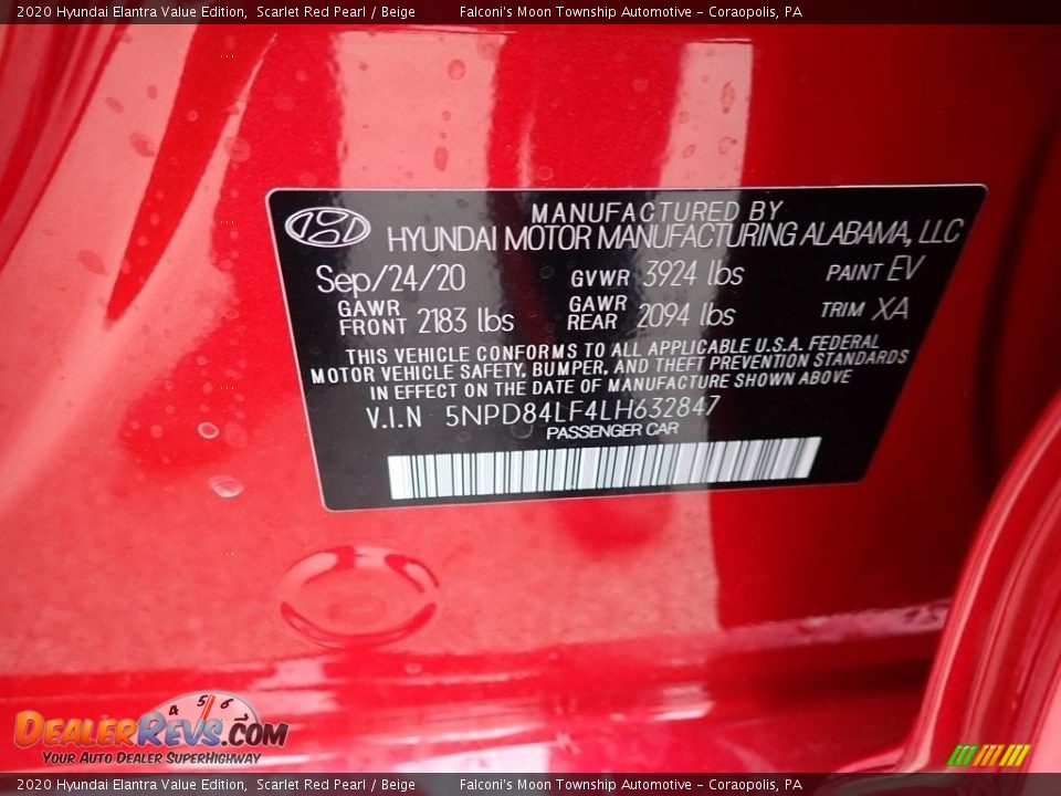 2020 Hyundai Elantra Value Edition Scarlet Red Pearl / Beige Photo #12