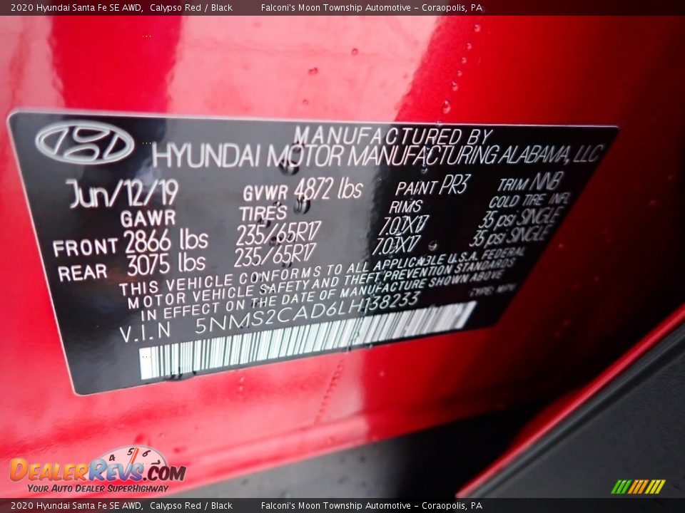 2020 Hyundai Santa Fe SE AWD Calypso Red / Black Photo #23