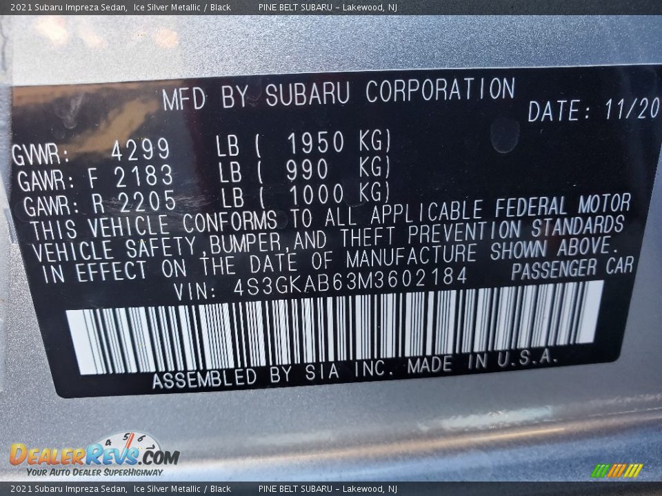 2021 Subaru Impreza Sedan Ice Silver Metallic / Black Photo #12