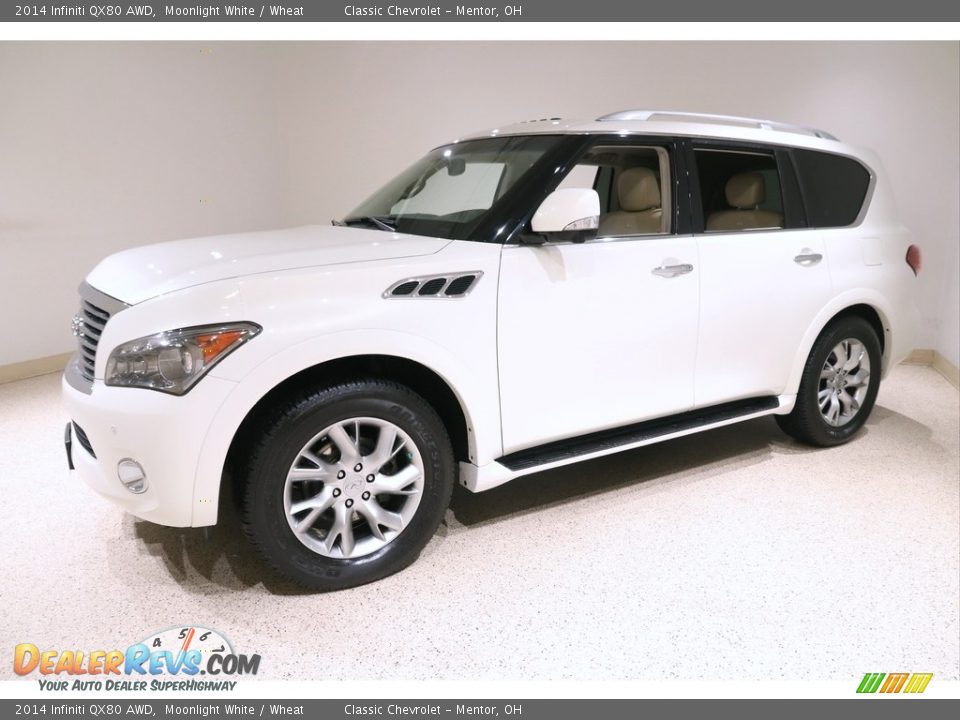 2014 Infiniti QX80 AWD Moonlight White / Wheat Photo #3