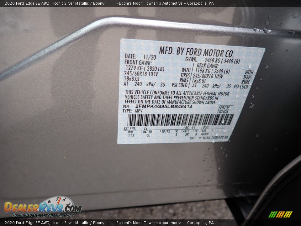 2020 Ford Edge SE AWD Iconic Silver Metallic / Ebony Photo #12