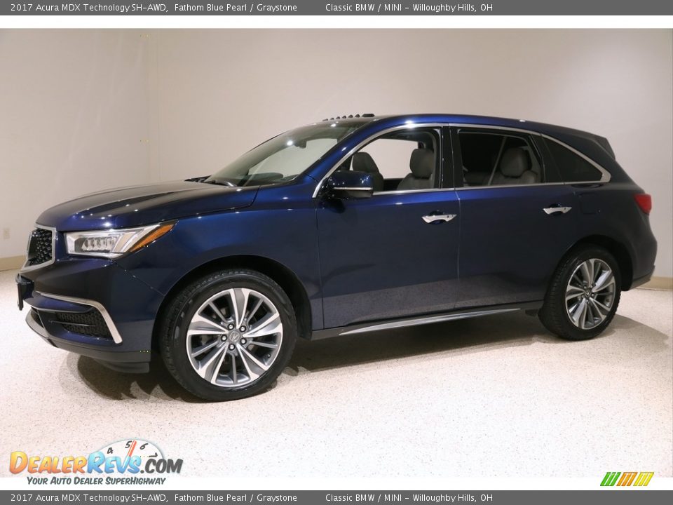 2017 Acura MDX Technology SH-AWD Fathom Blue Pearl / Graystone Photo #3