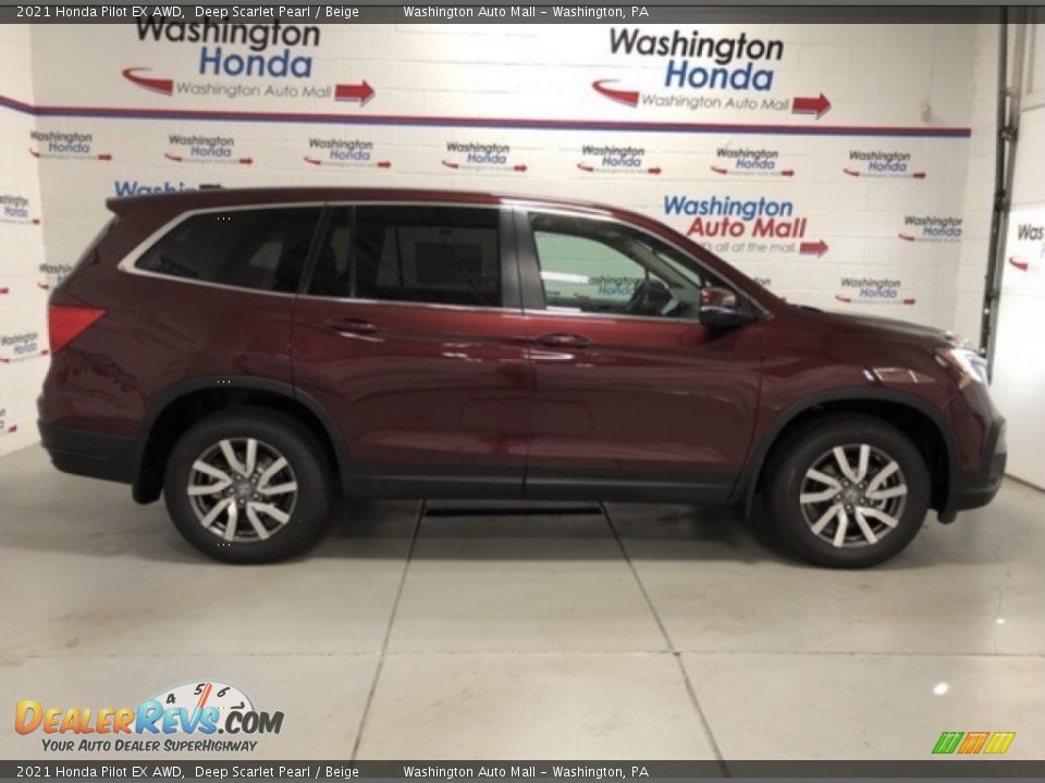 2021 Honda Pilot EX AWD Deep Scarlet Pearl / Beige Photo #1